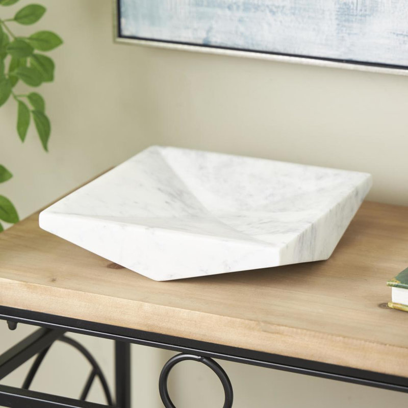 Lucien And Grey Marble Square Geometric Tray, 2.15" H x 10" W x 10" D