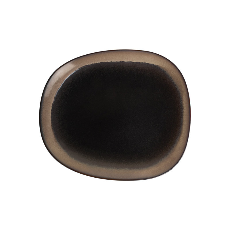 CAC China Venus - Plateau en forme d'œuf noir minuit / beige désert 10 1/2 po