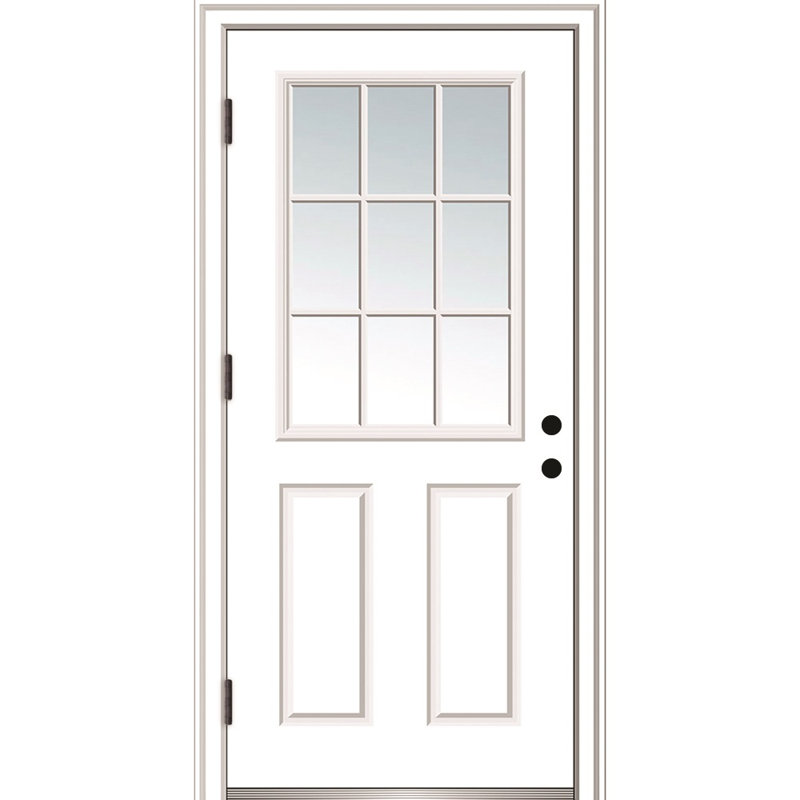 Porte d'entrée avant en verre transparent, H 80 po x l 36 po x P 1,75po, 6,56 po, Côté droit / vers l'extérieur