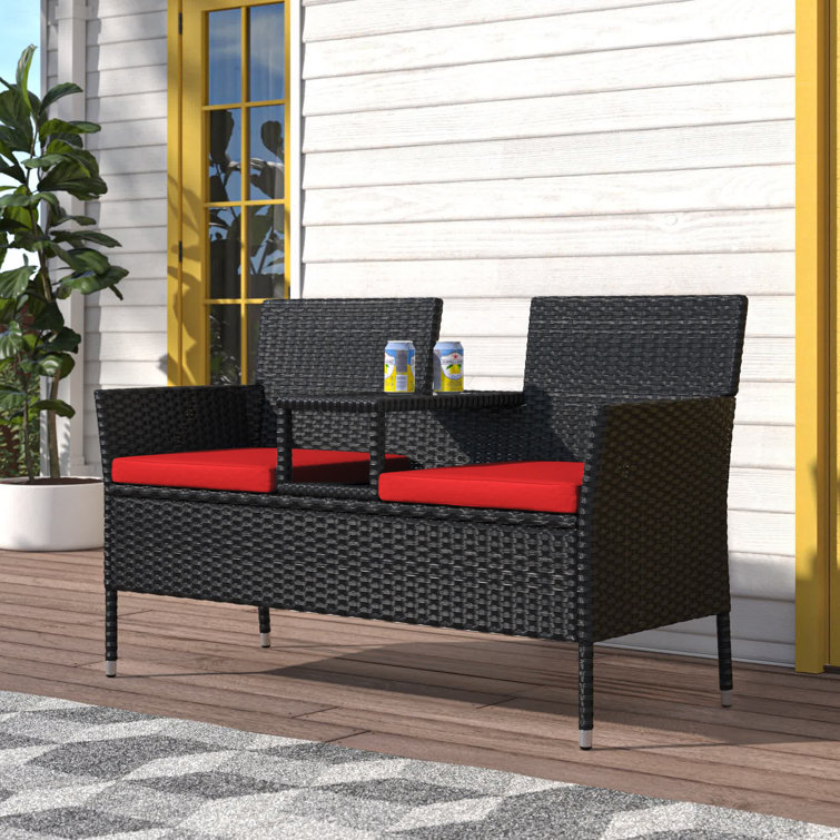 Etna 50.8" Wide Outdoor Wicker Loveseat with Cushions