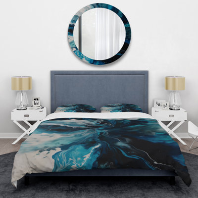 Teal and Black Aqueous Whimsy II Microfiber / Polyester Duvet Cover SetMicrofiber / Polyester Duvet Cover Set