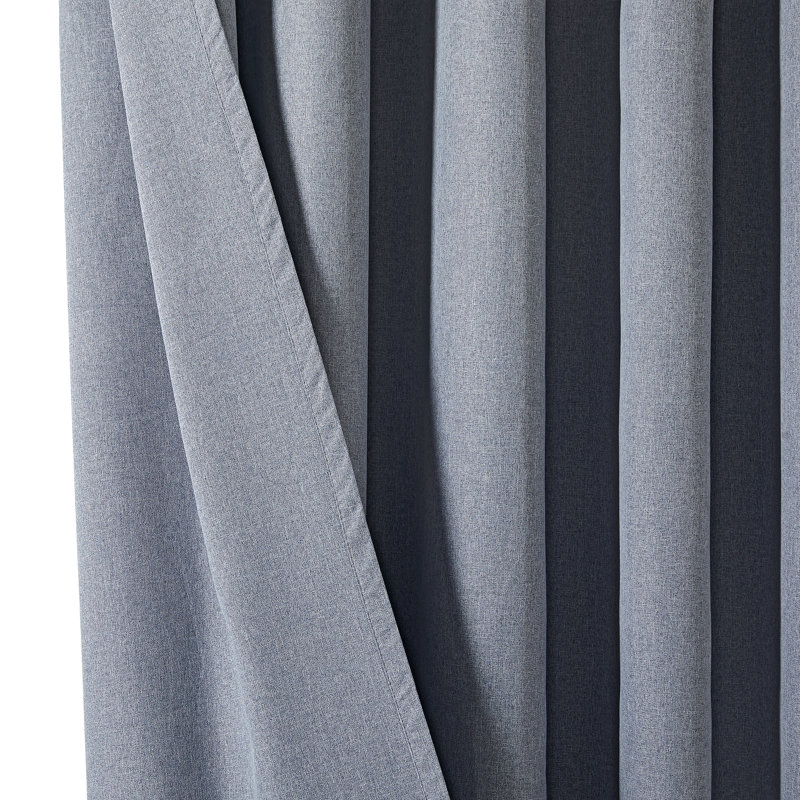Linen Blend Blackout Curtain Panel Pair, Grey, 137cm Width x 117cm Drop