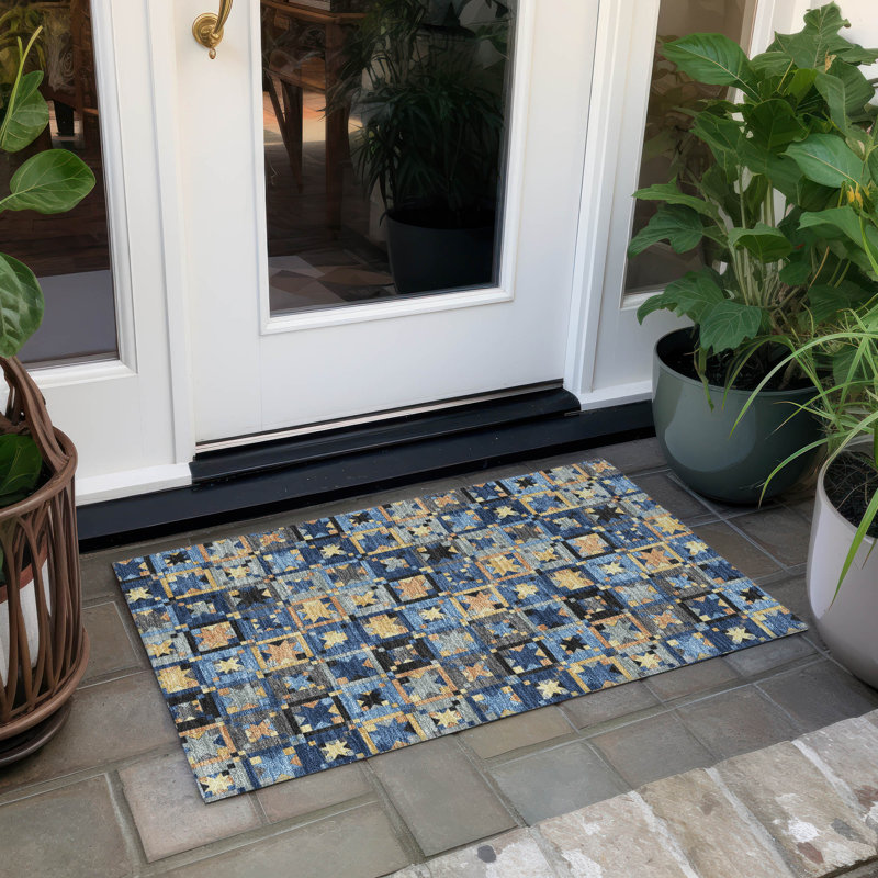 Tapis intérieur / extérieur lavable à la machine Chantille ACN2553, Marine, 1 pi 8 po x 2 pi 6 po