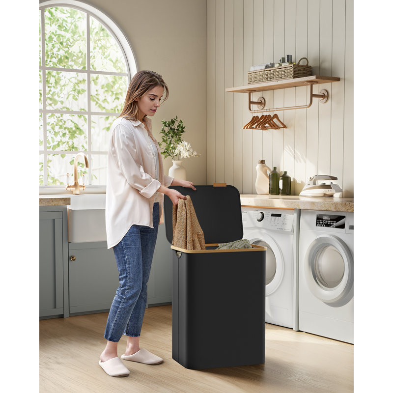 Laundry Hamper with Handles, 52x38.5x70.5cm, Black