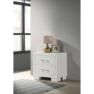 Copper 2-Drawer Rectangular Nightstand With Bar Handle Pulls, For Modern And Classic Decor