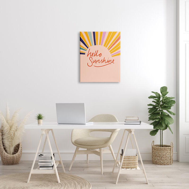 Hello Sunshine - art textuel sur toile, Toile tendue, H 30 po x l 24 po