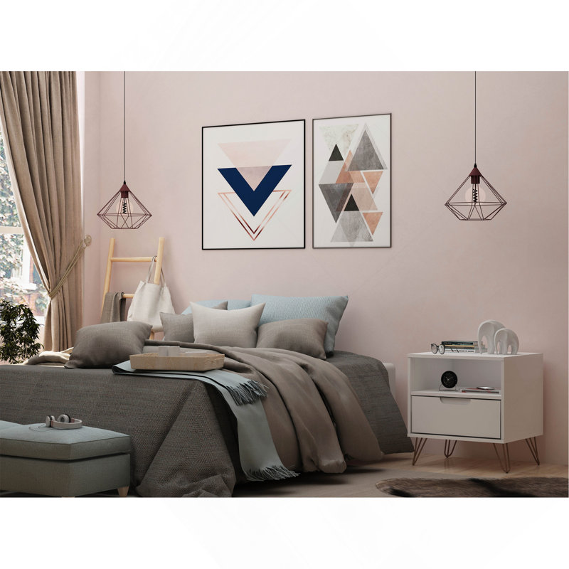 Rockefeller 20" Nightstand in White (1-Drawer), White