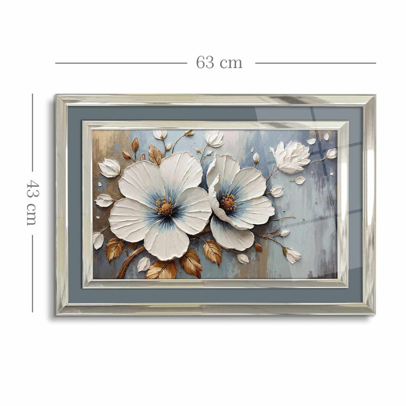 Élégante peinture décorative encadrée, 17,0 po x 25,6 po | 100% verre acrylique (épaisseur: 0,04 pouce) et cadre en bois massif (épaisseur: 1,0 pouce) | Art mural parfait pour le salon, la chambre à coucher et le bureau