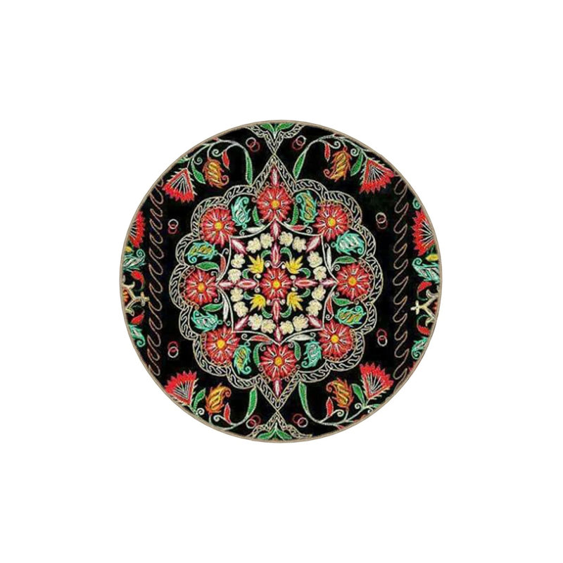 Black Themed Traditional Motif Floral Patterned Vintage Decorative Carpet, Rectangle 2'4" x 4'
