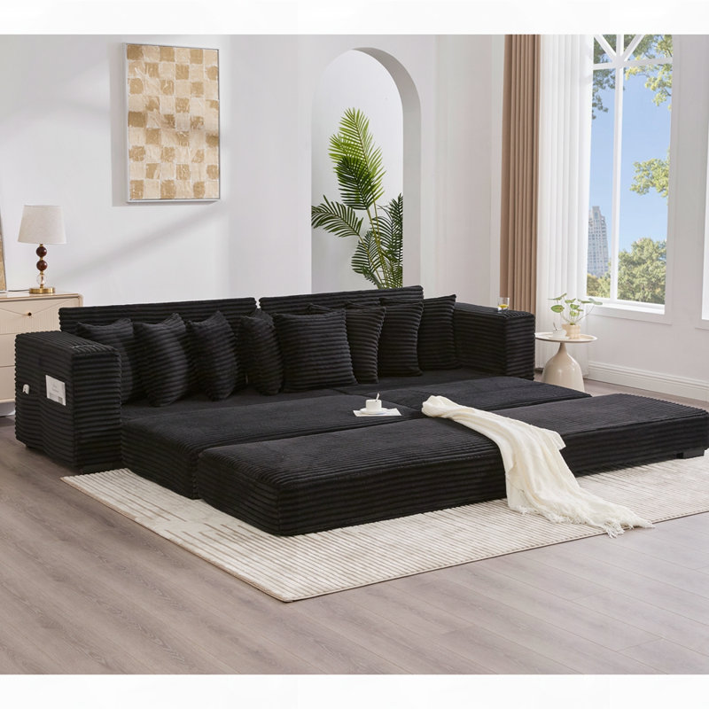 Canapé modulaire en velours côtelé, Noir