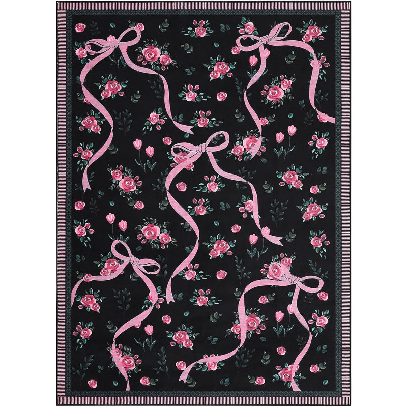 2x6 Non-Slip Hallway Runner, Soft Washable Coquette Purple Rug for Kitchen, Bedroom, & Nursery