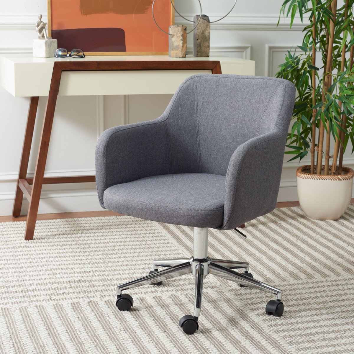 Birch Lane Imbali linen office chair in gray