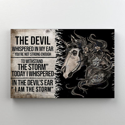 A Creepy Horse - The Devil Whispered In My Ear You're Not Strong Enough To Withstand The Storm - 1 Piece Rectangle Graphic Art Print On Wrapped Canvas