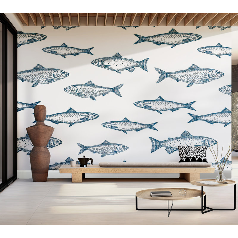 Papier peint de qualité supérieure - Motif de poisson, L 120 po x l 180 po