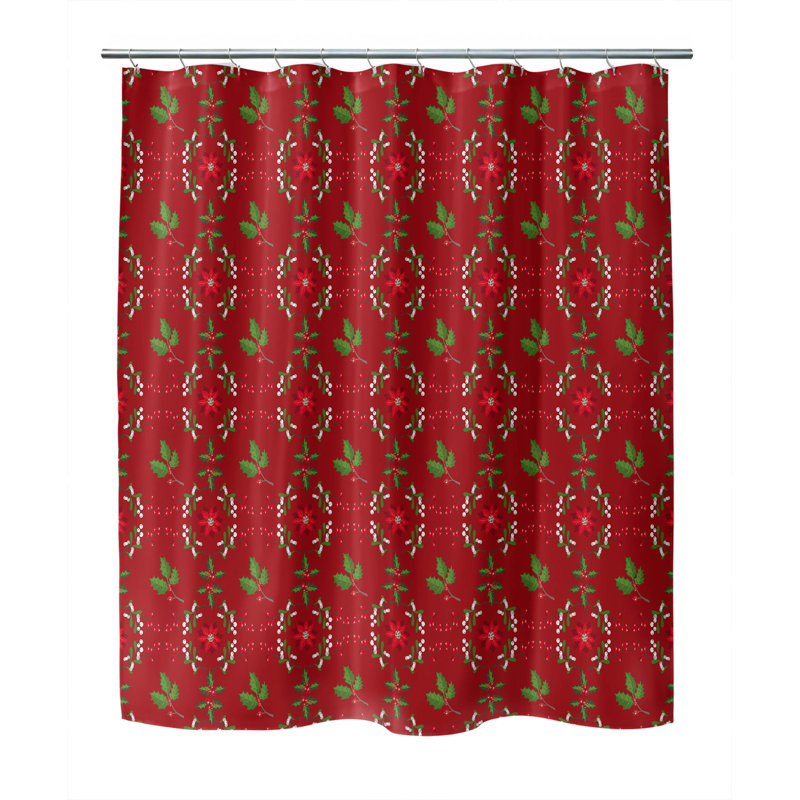 Rideau de douche Botanical Poinsettia, Rouge