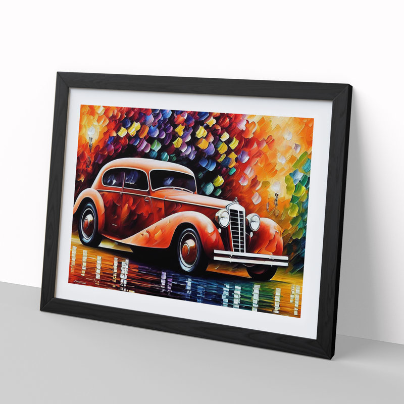 XH1022-6582X Painted Classic Car Vol.1 Abstract - Single Picture Frame Print, Black, 46cm H x 64cm W