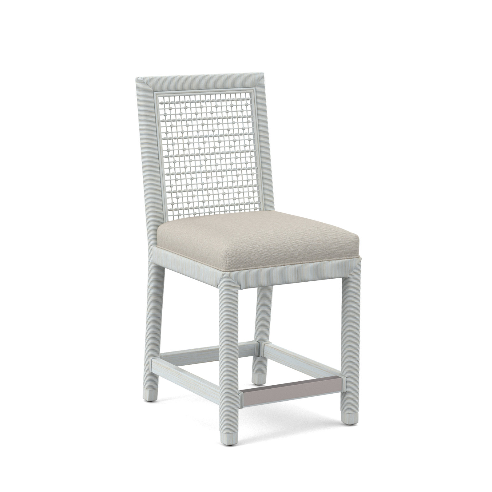 Scotia 24" Counter Stool, Bisque, White Performance Fabric