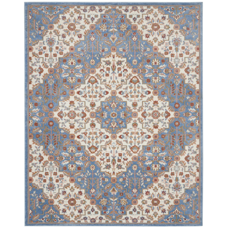 Tapis ivoire traditionnel Rheba, Rectangle 7 pi 10 po x 9 pi 10 po
