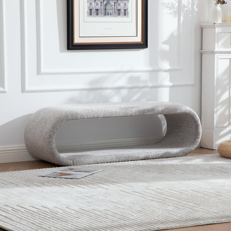 Banc rembourré en chenille avec tablette inférieure, Marron clair