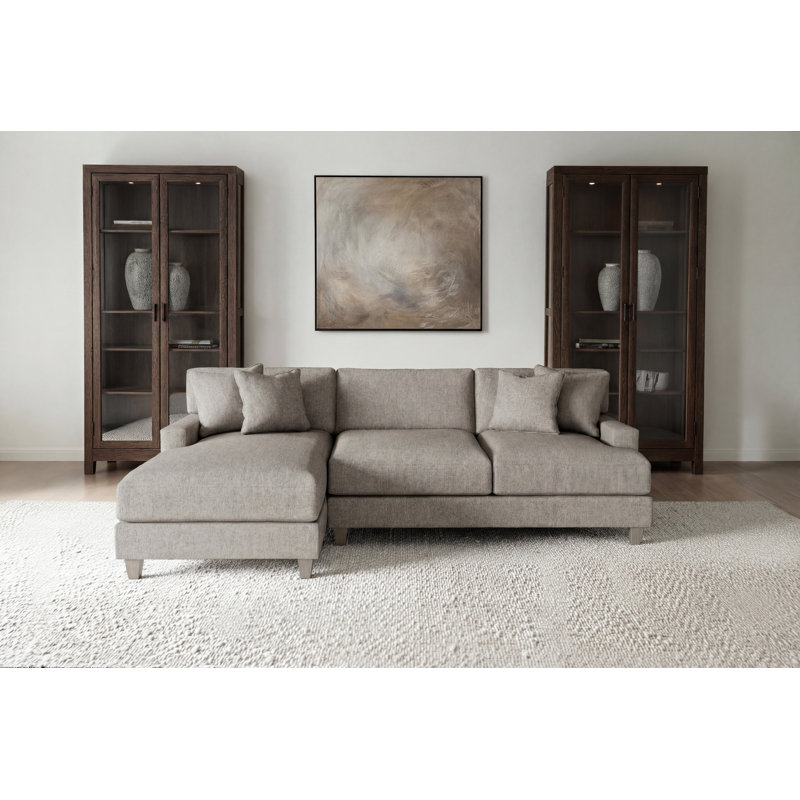 Mila Chaise Sectional, Beige Polyester, 33.5" H x 101" W x 61" D, Left Hand Facing