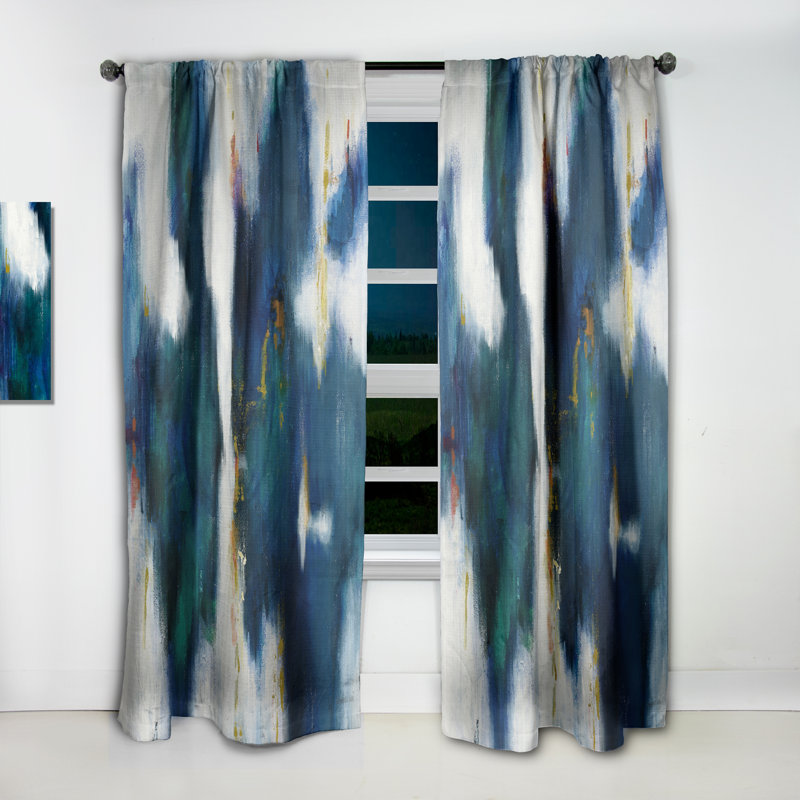 Rideau en polyester Blue Glam Texture I, L 52 po x L 63 po