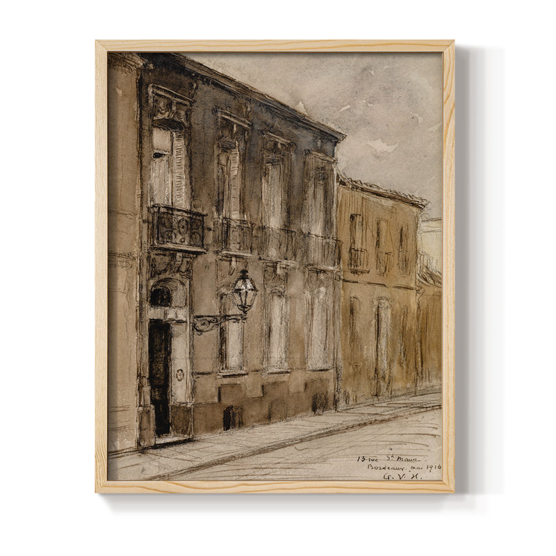 «Vintage Landscape CCLVI», reproduction encadrée - bois massif, Naturel, H 21 po x l 17 po