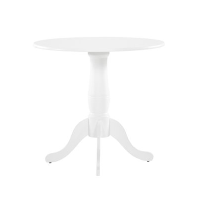 Table ronde blanche en bois avec base à piédestal pour une décoration intérieure décontractée, sièges 4, bois