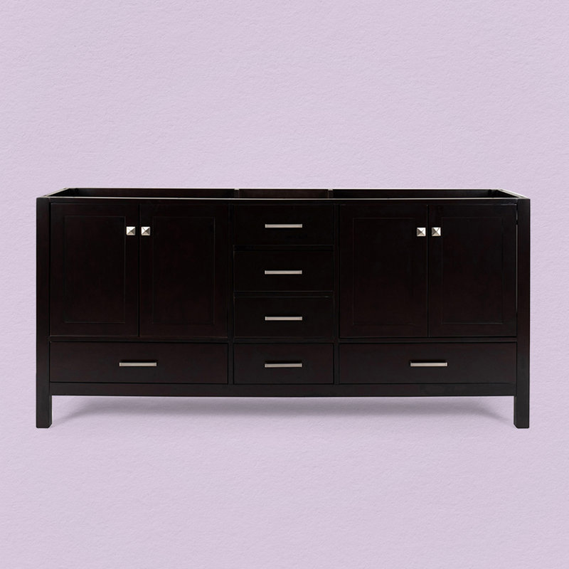 Meuble-lavabo double en bois massif de 72 à 73 po Panchuri, Espresso, 72"