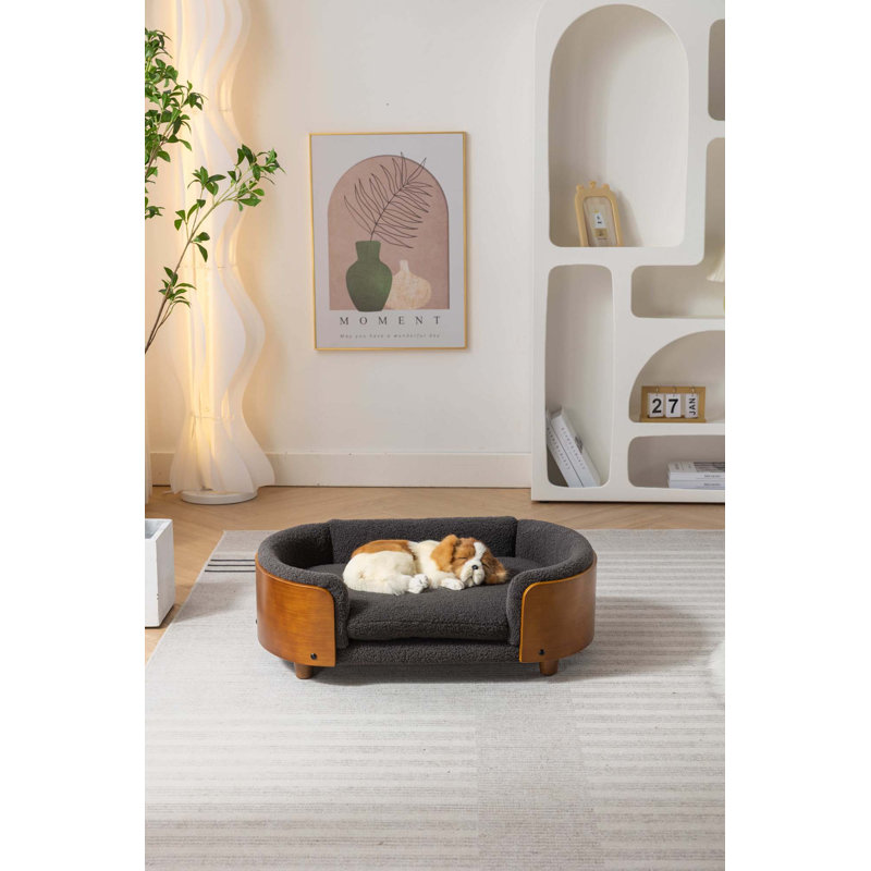 Inira Orthopedic Pet Bed, Medium (38.58" W x 26.77" D x 11.02" H), Dark Grey/Walnut