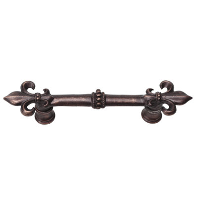 Charlemagne 4 inches c.c. pull with large Fleur De Lysin Satin