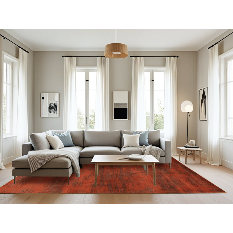 Tapis abstrait lavable à la machine, Rectangle 6 pi x 9 pi