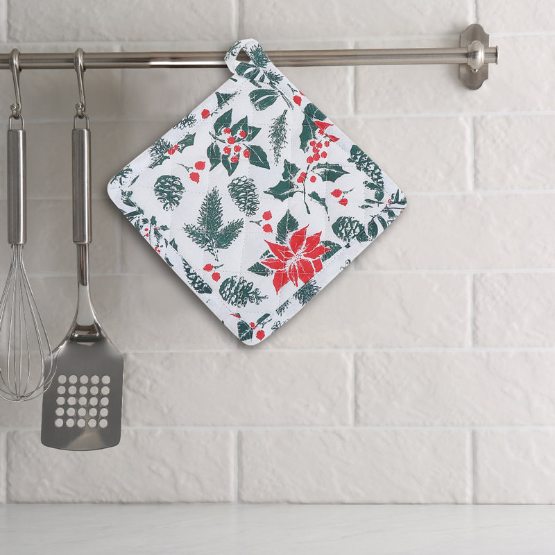 Support à casserole en coton (poinsettia gui) - ensemble de 6