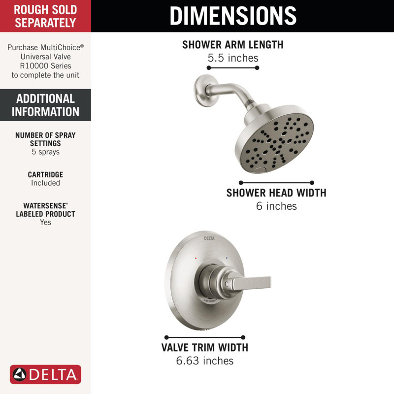 Tetra Shower Faucet Trim Kit, Shower Faucet Set, Shower Head and Handle Set, Shower Kit, Lumicoat Stainless