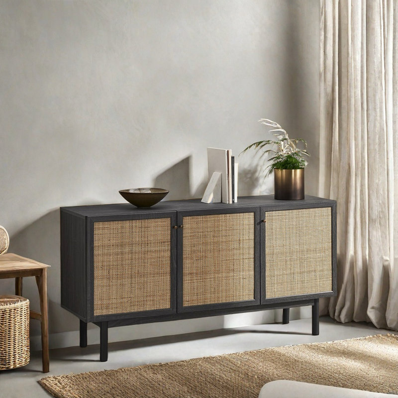 Buffet Simple Rattan, Noir, noir, noir, noir