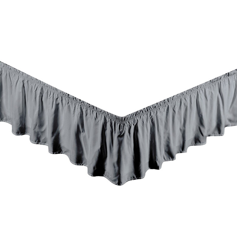 Bedskirt 1 Ruffled Wrap Around Bed Skirt, Twin, Gray