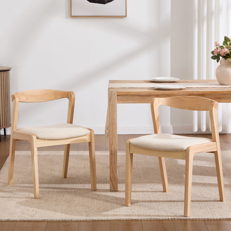 Chaise de salle à manger rembourrée avec dossier incurvé 19,1 po Avia, Lin beige, Naturel