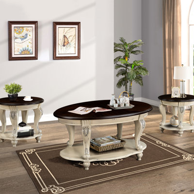 3 tables basses dans le salon - style beige, fabrication en bois massif, plateau en placage, espace de rangement abondant, look facile à installer, stockage de chaleur, assemblage