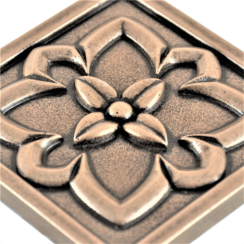 Crown 2'' x 2'' Hand Painted Resin Decorative Accent Tile, Bronze