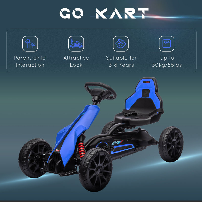 Blue Adjustable Pedal Go Kart with Handbrake