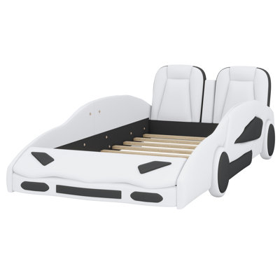 Race Car-Shaped Platform Bed With Wheels