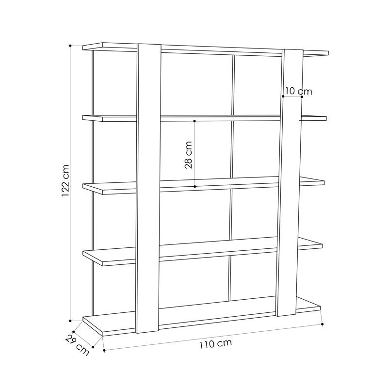 Amabilia 4 Tier Wall Mounted Bookcase Display Unit, Oak