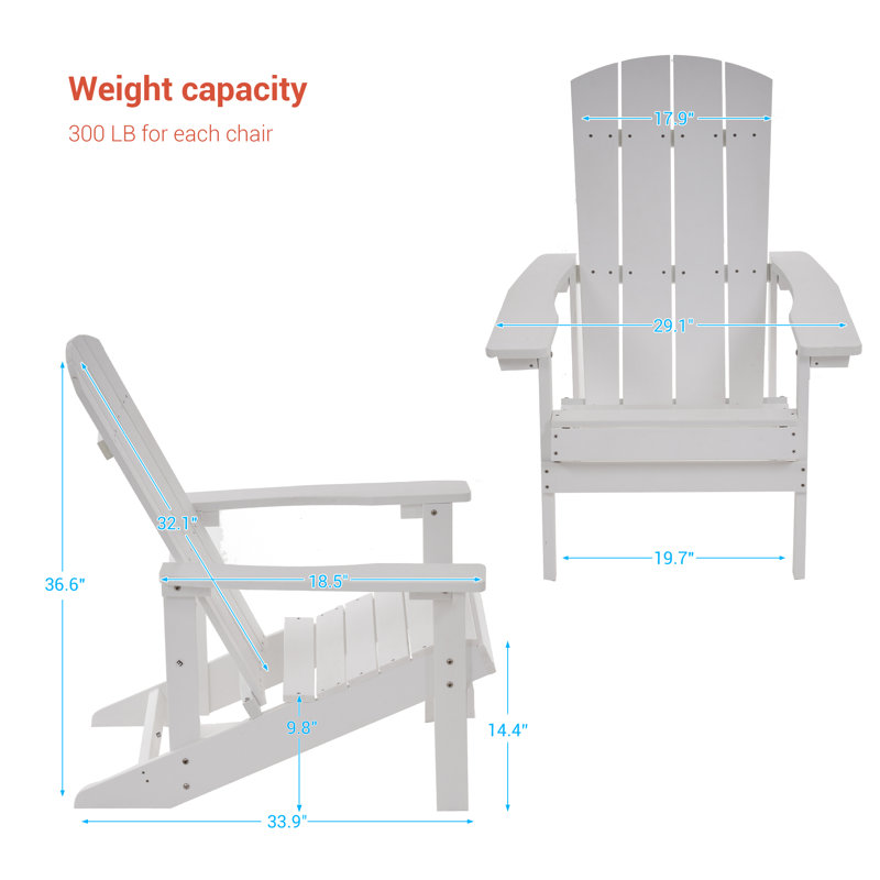Chaise Adirondack en plastique Lall, Blanc
