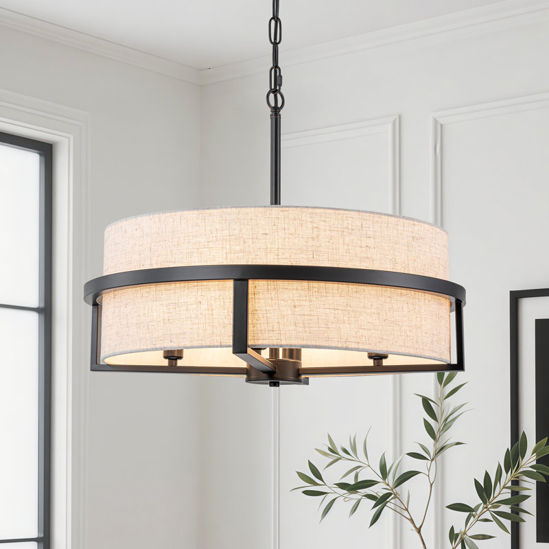 Bazilijus 4 - Light Dimmable Drum Chandelier, Black