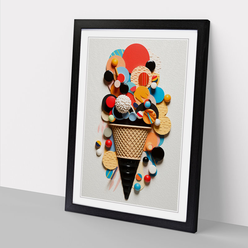 Ice Cream Constructivism No.2 - Framed Print, 34cm H x 25cm W x 2cm D, Black Framed