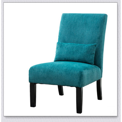 Contemporary Chenille Fabric Armless Accent Chair with Decorative Pillow for Modern Living Room Comfort and Style