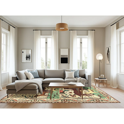Beige/brun/vert/Tapis décoratif