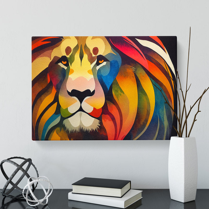 Lion Watercolour Vol.1 Abstract - Wrapped Canvas, 50cm H x 76cm W x 3cm D