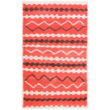 1890s Intense Bright Red Ground Transitional Antique Navajo Rug 4'4"x7'2" Carpet