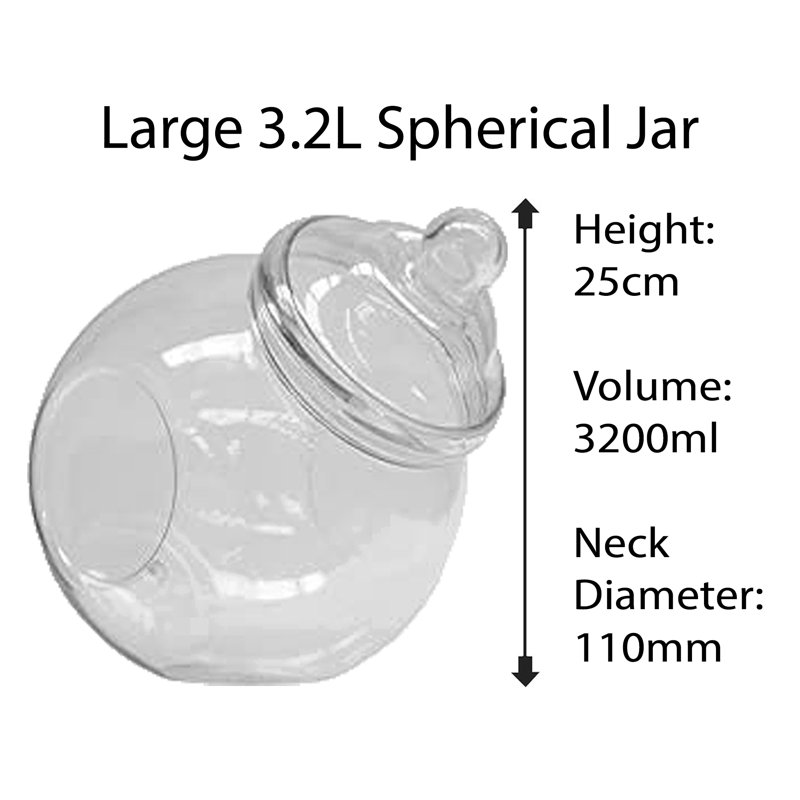 Large Spherical Plastic 3200ml Storage Jar