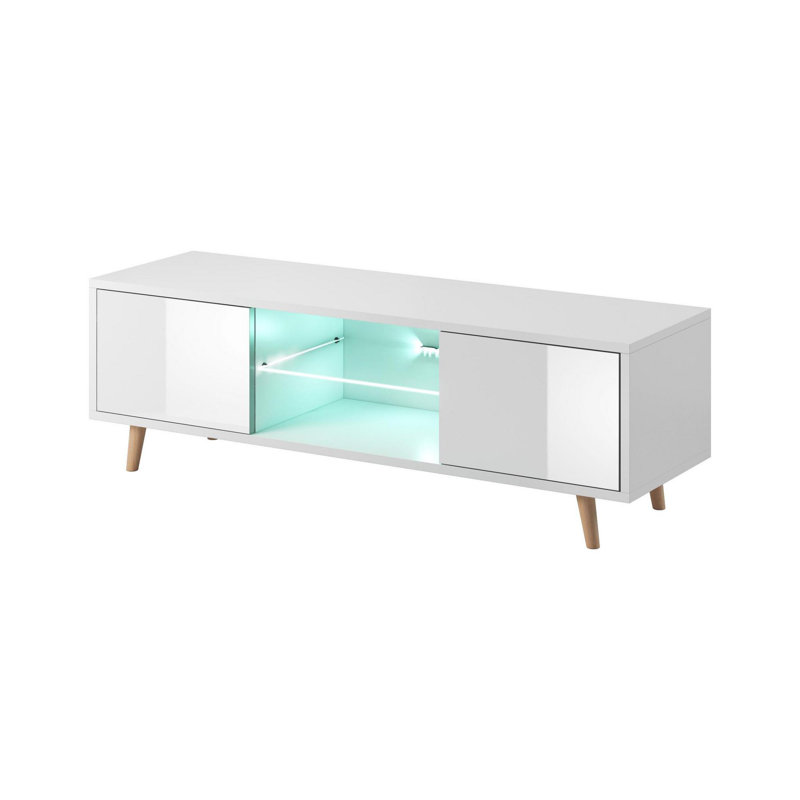 Aguirre Unfinished TV Stand for TVs up to 55", White Matte/White Gloss